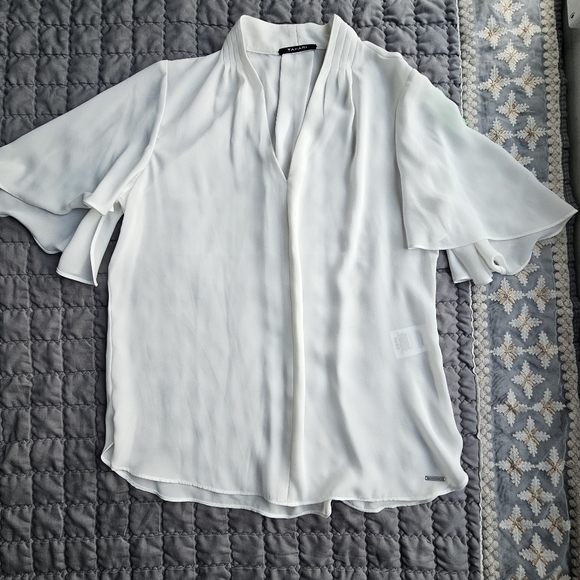 TAHARI white blouse Size M - Picture 2 of 8